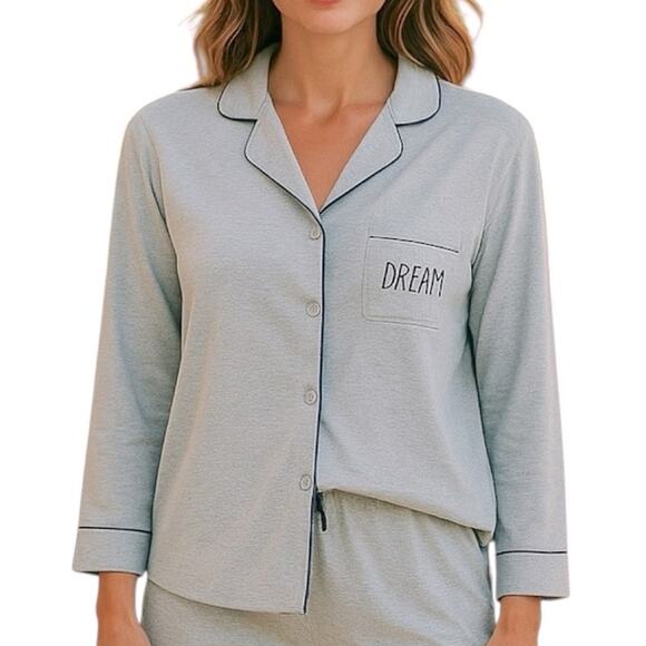 Rae Dunn Other - Rae Dunn Dream Gray Button Front Pajama Shirt Large